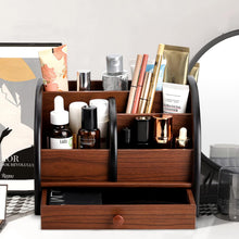 Carica l'immagine nel visualizzatore di Gallery, Foraineam Organizer da scrivania in legno con cassetto, porta telecomando, organizer per trucchi, portapenne in legno da scrivania e cancelleria, per casa, ufficio, scuola, accessori da tavolo
