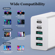 Carica l'immagine nel visualizzatore di Gallery, Caricatore USB C 50W, 5 Port USB Caricatore Multiplo Parete Adattatore