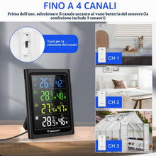 Carica l'immagine nel visualizzatore di Gallery, Geevon Termometro per interni ed esterni con 3 sensori remoti