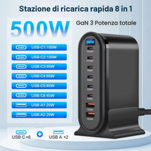 Carica l'immagine nel visualizzatore di Gallery, 500W USB C Charger, Caricatore USB Multiplo 8 Porte