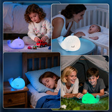 Carica l'immagine nel visualizzatore di Gallery, Luce notturna per bambini a forma di balena, in silicone, dimmerabile, RGB, animale, ricaricabile, luce notturna a LED, 