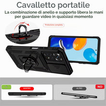 Carica l'immagine nel visualizzatore di Gallery, Cover per Xiaomi Redmi Note 11S 4G/Redmi Note 11 4G e 2 Vetro Temperato Custodia con Scorrevole Protezione Fotocamera Cu