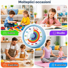 Carica l'immagine nel visualizzatore di Gallery, Timer Visivo Bambini 60 Minuti, Conto Alla Rovescia Silenzioso Blu