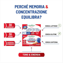 Carica l'immagine nel visualizzatore di Gallery, Equilibra Memoria e Concentrazione, 30 Compresse Triplo-Strato, No Caffeina