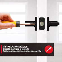 Carica l'immagine nel visualizzatore di Gallery, Maniglie Porte Interne con Rosetta 50 mm, Coppia Maniglia Porta Interna Design Moderno, Set Completo per Porte Legno, In