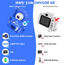 Carica l'immagine nel visualizzatore di Gallery, Hangrui Macchina Fotografica Bambini, Fotocamera Bambino con Giochi, 20MP 1080P Selfie Videocamera con 32G, Fotocamere Digitali Regalo Natale &amp;Compleanno da 3 a 12 Anni -Blu