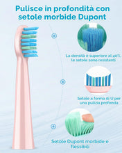 Carica l'immagine nel visualizzatore di Gallery, Spazzolino Elettrico Sonico per Adulti e Bambini - Spazzolino Elettrico con 8 Testine, 5 Modalità, Impermeabile IPX7, Sp