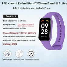 Carica l'immagine nel visualizzatore di Gallery, 6PCS Cinturini per Xiaomi Redmi Smart Band 2, Xiaomi Smart Band 8 Active Cinturino Sportivi in Silicone Cinturino Access