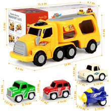 Carica l'immagine nel visualizzatore di Gallery, Aoskie Camion Macchinine 2 3 4 Anni, 5 in 1 con Suoni e Luci, 4 Mini Cars, Giocattolo Regalo per Bambino
