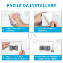Carica l'immagine nel visualizzatore di Gallery, HOMEASY Portascope da Muro Adesivo 4 Pezzi, Acciaio Inox, Argento