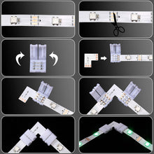 Carica l'immagine nel visualizzatore di Gallery, 40Pcs Connettori Striscia Led Set,Strisce luminose a forma L 3pin,Connettori a T,Connettori Senza fessure per strisce LE