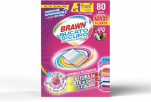 Carica l'immagine nel visualizzatore di Gallery, Brawn Bucato Sicuro Foglietti Acchiappacolore, Con Agenti Inibitori Cattura le Tinte e i Colori, Confezione da 80 Foglietti