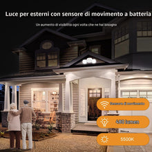 Carica l'immagine nel visualizzatore di Gallery, Toowell Lampada da esterno con sensore di movimento, telecomando, lampada da esterno a LED, con batteria, lampada da est