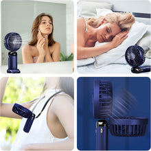 Carica l'immagine nel visualizzatore di Gallery, Jsdoin - Mini ventilatore portatile, ricaricabile tramite USB, 5 velocità, a batteria, pieghevole, da scrivania, con dis