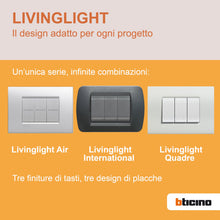Carica l'immagine nel visualizzatore di Gallery, BTicino Livinglight Placca, 3 Moduli, Forma Rettangolare, Grigio (Tech)