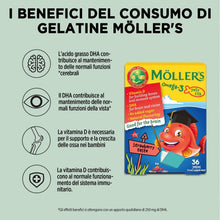 Carica l'immagine nel visualizzatore di Gallery, Moller’s ® | Omega 3 Per Bambini | Olio di pesce omega-3 naturale | Con DHA ed EPA, Senza glutine, lattosio o zuccheri a