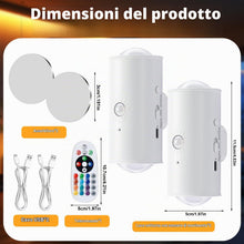 Carica l'immagine nel visualizzatore di Gallery, Applique Led da Parete Interno 2Pezzi Luce con Sensore di Movimento