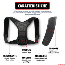 Carica l&#39;immagine nel visualizzatore di Gallery, Fascia Posturale Regolabile Indicato per Uomo Donna e Ragazzi, Correttore Postura Fornisce Sollievo dal Dolore al Collo Schiena e Spalle Disponibile in tre Misure