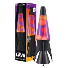 Carica l'immagine nel visualizzatore di Gallery, LAVA® - Lampada Lava Evenfall Rocket 2391, cera gialla, liquido viola, base decorativa, cappuccio e alette del razzo, la