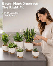Carica l'immagine nel visualizzatore di Gallery, Bamworld Vaso per Piante da Interno con drenaggio Bianco 6 Pezzi Autoirrigante 12.7cm/14cm/15.2cm/16.5cm/17.8cm/20.3cm V