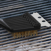 Carica l'immagine nel visualizzatore di Gallery, QWORK® Set di 3 spazzole per griglia - setole in ottone e raschietto in acciaio inossidabile - per la pulizia di barbecu