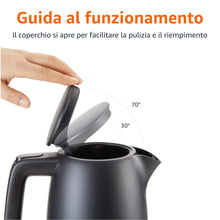 Carica l'immagine nel visualizzatore di Gallery, Amazon Basics Bollitore Elettrico 1,7L, 2200 W, Senza BPA con Base a 360°, Spegnimento Automatico e Filtro Anticalcare E