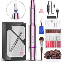 Carica l'immagine nel visualizzatore di Gallery, Mosen Fresa per Unghie, 11 in 1 Elettrica Lima per Unghie Kit Professionale per Rimozione Smalti e Gel Velocità Regolabile, Trapano Portatile per Manicure e Pedicure (56 Cilindri abrasive, Viola)