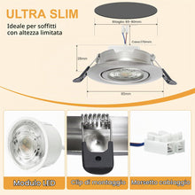 Carica l'immagine nel visualizzatore di Gallery, 3CCT Faretti LED da Incasso per Cartongesso 230V Dimmerabile 68mm 5.5W IP44 Faretto Incasso Ultra Piatti Faretti LED Sof