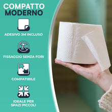 Carica l'immagine nel visualizzatore di Gallery, - Porta Carta Igienica Adesivo Moderno Senza Fori, Installazione Rapida, Grigio e Nero