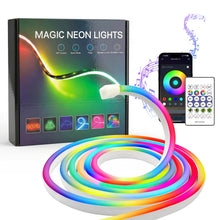 Carica l'immagine nel visualizzatore di Gallery, Striscia LED neon RGB IC 2 metri, USB IP67 con app Bluetooth e telecomando IR, sincronizzazione musicale, striscia lumin