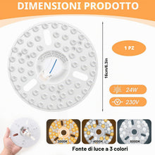Carica l'immagine nel visualizzatore di Gallery, Modulo LED 24W per Ventilatore Soffitto 6,3" Magnetico 3 Colori