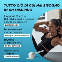 Carica l'immagine nel visualizzatore di Gallery, Creatina Monoidrata in Polvere 500 g, Materia Prima di Marca Creapure ad Alto Dosaggio, Supporto per Sport e Atleti, 100
