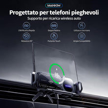 Carica l'immagine nel visualizzatore di Gallery, MANKIW Supporto Smartphone Auto per Galaxy Z Fold 6 5 4 3, Magic V3 V2, Mate X6 X5 X4, Ricarica Rapida 15W a Doppia Bobi