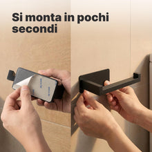 Carica l'immagine nel visualizzatore di Gallery, Minismus Porta Carta Igienica Adesivo, Acciaio Inox Verniciato, Nero