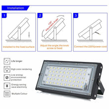 Carica l'immagine nel visualizzatore di Gallery, Luci di inondazione per esterni, confezione da 2, 50 W, 4800 lm, LED blu, IP66, impermeabili, per cortile, giardino, gar