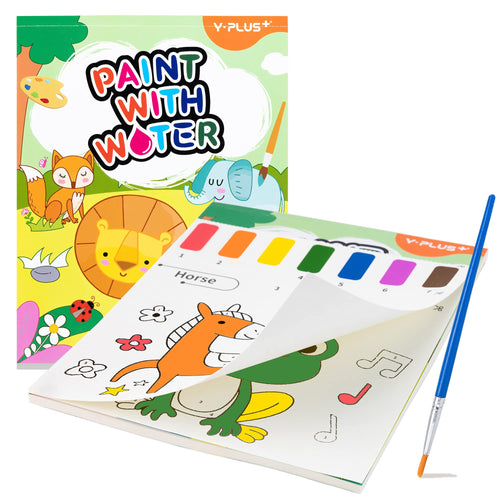 YPLUS Dipingi con Libri ad Acqua per Bambini Piccoli， Carta per Pittura ad Acquerello per Bambini 1-4 Anni， Regalo Artistico con Pennello Inclusi - Animale