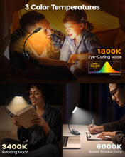 Carica l'immagine nel visualizzatore di Gallery, Glocusent 13 luci a LED per leggere di notte, 120 ore di durata ricaricabile, 3 colori e 5 luminosità dimmerabile contin