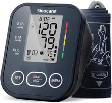 Carica l'immagine nel visualizzatore di Gallery, Sinocare Misuratore di Pressione da Braccio (22-42cm) con Indicatore di Rischio, Monitoraggio Domestico dell'Ipertensione, Modalità Doppio Utente con 2x99 Posizioni di Memoria, Rilevamento Aritmie