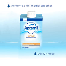 Carica l'immagine nel visualizzatore di Gallery, APTAMIL Soya 3, Alimento Liquido, Naturalmente Senza Lattosio, 12x500ml
