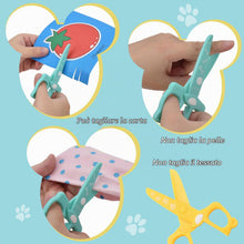 Carica l'immagine nel visualizzatore di Gallery, DealKits Set Taglio Carta per Bambini, 2 Forbici Sicurezza + 48 Fogli, Attività Didattica Creativa per Asilo e Scuola Ma