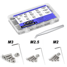 Carica l'immagine nel visualizzatore di Gallery, Set Viti Testa Svasata M2 M2.5 M3, Kit Bulloni Acciaio Inox con Rondelle