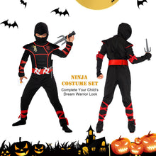 Carica l'immagine nel visualizzatore di Gallery, Aomig Costume da Ninja, Ninja Costume Ragazzo Halloween Costume con Maschera, Pugnale, Freccette, Cintura, Guanti, Cingh
