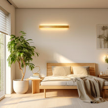 Carica l'immagine nel visualizzatore di Gallery, AOEH Lampada Da Parete Interno LED Applique Da Parete In Legno Lampade Da Muro Lunga In Bambù Luci Da Parete Legno 7w 30