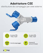 Carica l'immagine nel visualizzatore di Gallery, goobay Adattatore CEE per caravan, spina CEE a 2 prese CEE, portatile, con copertura protettiva, impermeabile IP44, 7623