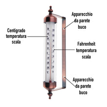 Carica l'immagine nel visualizzatore di Gallery, Termometro da Esterno con Design Effetto Bronzo - Elegante Adatto per il Monitoraggio Della Temperatura Esterna Garage, Serra a Parete