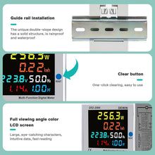 Carica l'immagine nel visualizzatore di Gallery, DEWIN Contatore Energia Elettrica Monofase, 6 in 1 Multifunzione Misuratore Consumo Elettrico 100A AC 40-300V Wattmetro 