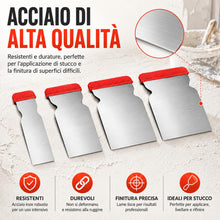 Carica l'immagine nel visualizzatore di Gallery, Topolenashop Set 4 Spatole Giapponesi in Acciaio – Misure 47/70/87/105 mm – Flessibili per Verniciatura, Stuccatura, Ras