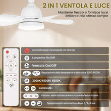 Carica l'immagine nel visualizzatore di Gallery, Ventilatore Lampadario da Soffitto 5 Pale 18'' LED Dimmerabile Ventilatori da Soffitto Silenziosi con Telecomando e Luce