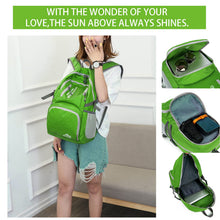 Carica l'immagine nel visualizzatore di Gallery, Lywencom Zaino da trekking, 30l sportivo leggero pieghevole impermeabile zaino ultraleggero per campeggio all'aperto picnic escursionismo corsa borsa scuola con pioggia(verde)