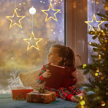 Carica l'immagine nel visualizzatore di Gallery, Anmossi LED Luci di Natale,3 Pezzi Tenda Luci Natalizie a Batteria,10 LED Tenda Luminosa con Stelle,Bianco Caldo,Timer,Luci Natale Decorativa per Natale,Finestra,Matrimoni,Feste
